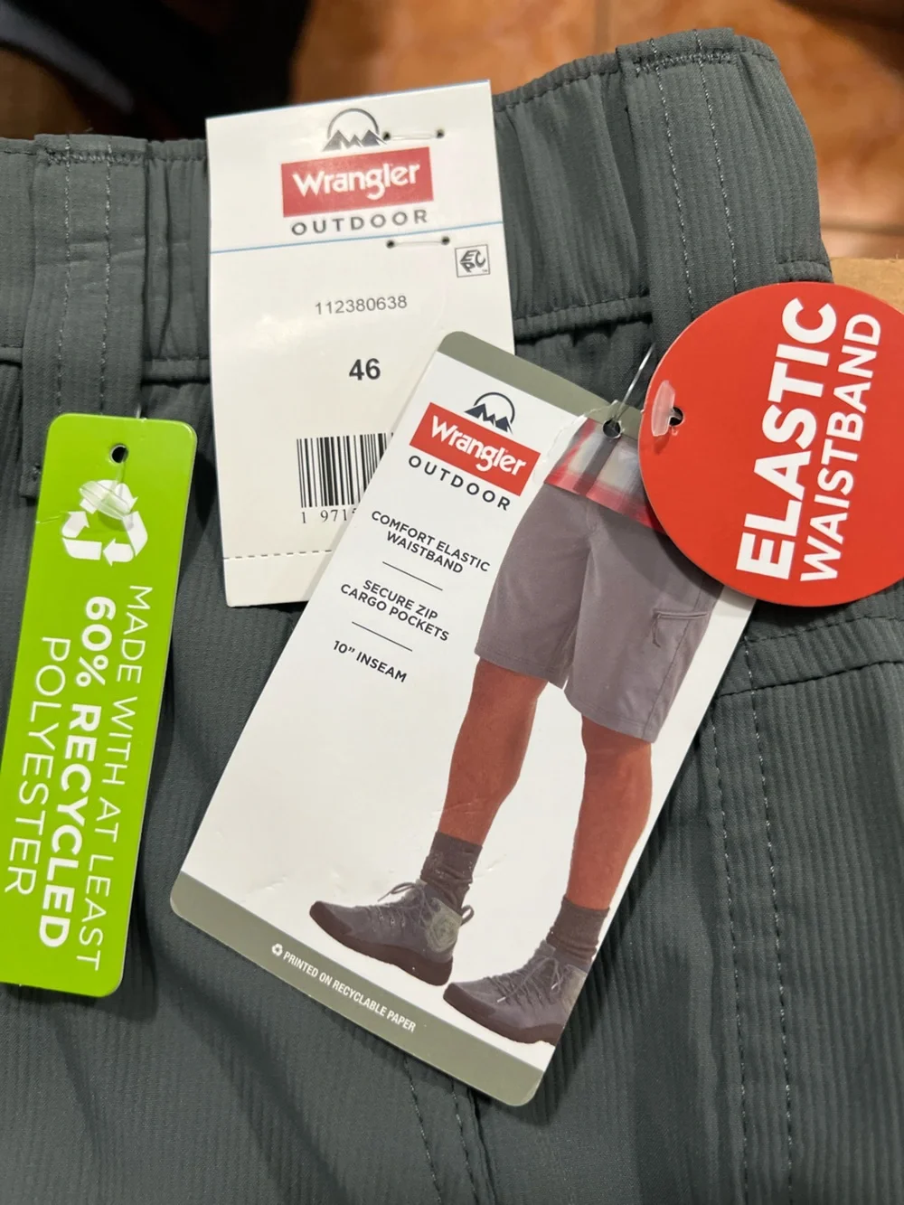 2 Wrangler Shorts Size 46. Utility Cargo Relaxed Fit. Gray and Blue. Inseam 10”